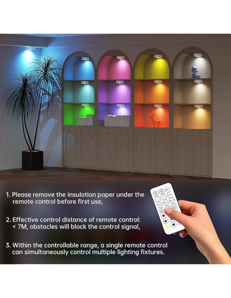 Luces Puck Inalámbricas PZSUNLY LED RGB 1200mAh 6 Piezas Luces Puck Inalámbricas PZSUNLY LED RGB 1200mAh 6 Piezas