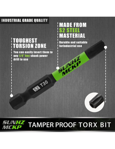 Juego de Puntas Torx Impacto SUNHZMCKP 30 Piezas T30