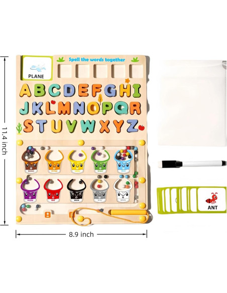 Tablero Educativo de Madera 2 en 1 - Laberinto Magnético y Dibujo Tablero Educativo de Madera 2 en 1 - Laberinto Magnético y Dibujo
