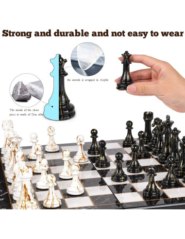 Juego de Ajedrez Plegable Kvintes 38.1cm con Piezas de Acrílico