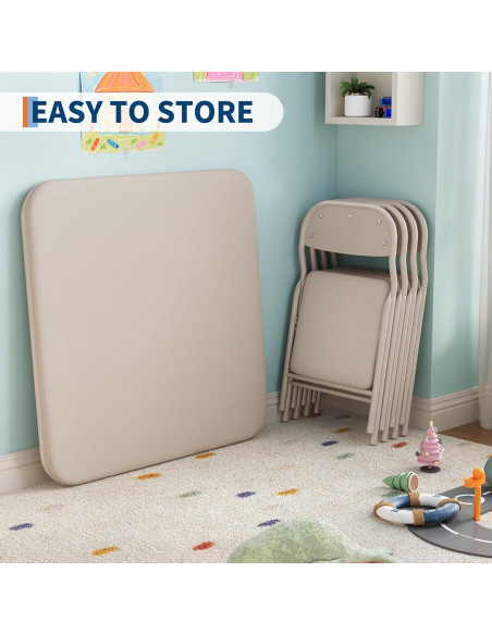 Juego de Mesa y Sillas Plegables GarveeHome 3 Piezas Beige Juego de Mesa y Sillas Plegables GarveeHome 3 Piezas Beige