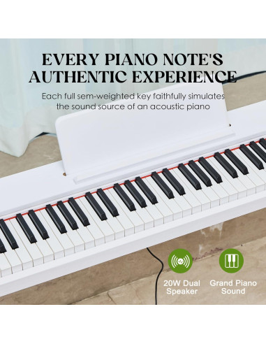 Piano Digital KUMENG 88 Teclas Semi Ponderadas Blanco