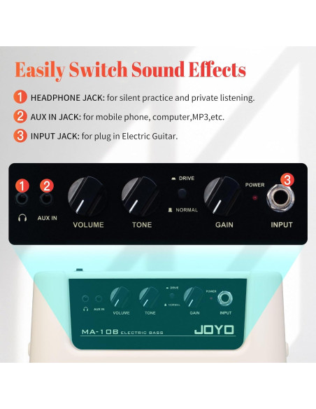 Amplificador de Bajo JOYO MA-10B 10W Portátil con Cable 4.5m Amplificador de Bajo JOYO MA-10B 10W Portátil con Cable 4.5m