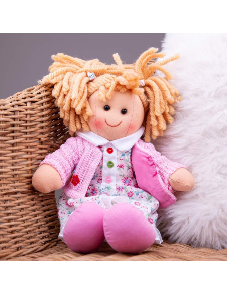Muñeca de trapo Poppy Bigjigs 28cm para bebés 1 año Muñeca de trapo Poppy Bigjigs 28cm para bebés 1 año