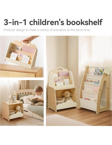 Estantería Modular para Niños Bopoobo 3 Piezas Madera Natural