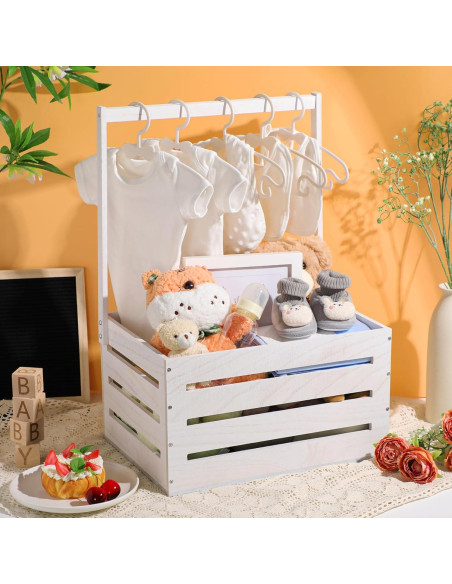 Caja de Madera Suzile para Baby Shower 41x30x23 cm Blanca Caja de Madera Suzile para Baby Shower 41x30x23 cm Blanca