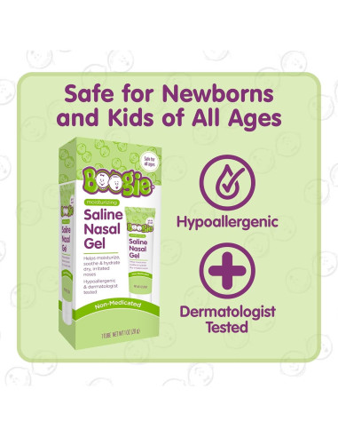 Gel Nasal Salino Boogie 49.6g con Aloe, Hidrata Narices Secas