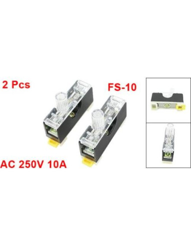 Base de Portafusible FS-10 uxcell 250V 10A 1 Polo 6x30mm