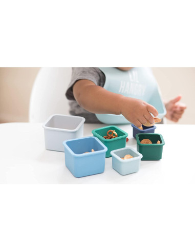 Tazas Apilables Bella Tunno Happy Stacks - Silicona Montessori Azul