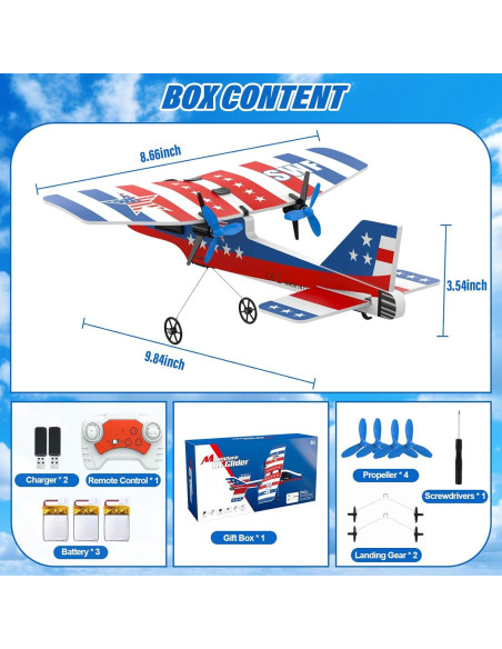 Avión RC Meizhou KF800 Azul con 3 Baterías y Giroscopio Avión RC Meizhou KF800 Azul con 3 Baterías y Giroscopio