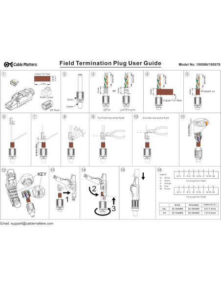 Conector RJ45 Cat 6A Cable Matters 6-Pack 10Gbps Blindado Conector RJ45 Cat 6A Cable Matters 6-Pack 10Gbps Blindado