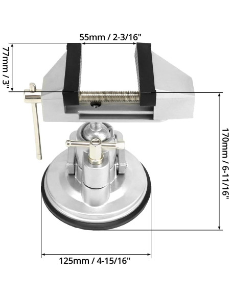 Morsa de Vacío Portátil QWORK 8 cm Rotación 360 Morsa de Vacío Portátil QWORK 8 cm Rotación 360