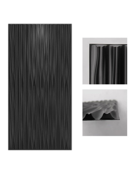 Paneles de Pared 3D Art3d PVC Negro 120x60 cm - Paquete de 6 Paneles de Pared 3D Art3d PVC Negro 120x60 cm - Paquete de 6