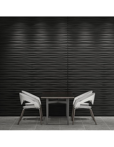 Paneles de Pared 3D Art3d PVC Negro 120x60 cm - Paquete de 6