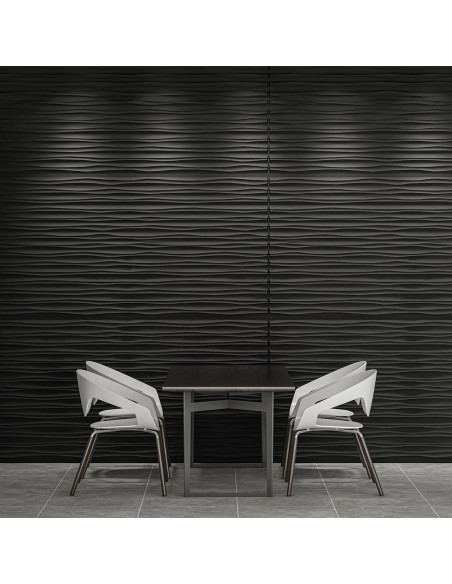 Paneles de Pared 3D Art3d PVC Negro 120x60 cm - Paquete de 6 Paneles de Pared 3D Art3d PVC Negro 120x60 cm - Paquete de 6
