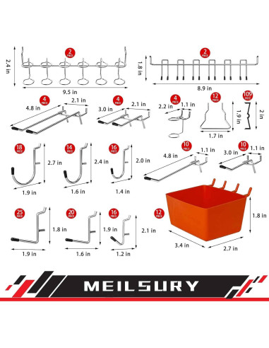 Accesorios para Tablero Perforado MeilsurY 278 Piezas