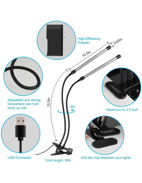 Luz de Crecimiento Bseah 10W Espectro Completo 2 Paquetes Luz de Crecimiento Bseah 10W Espectro Completo 2 Paquetes