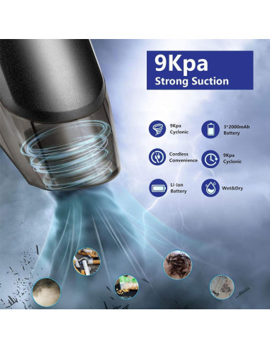 Aspiradora Portátil LAOPAO 9Kpa Inalámbrica 120W Batería Litio