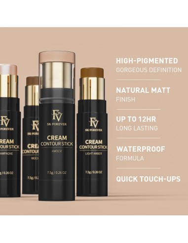 Barra de Contorno FV 01 Ámbar para Piel Clara, Resistente al Agua