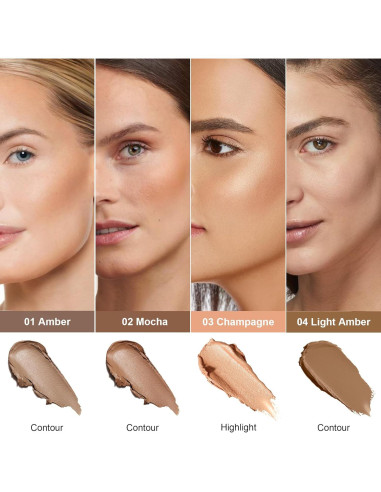 Barra de Contorno FV 01 Ámbar para Piel Clara, Resistente al Agua