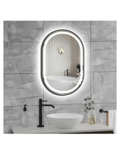 Espejo LED Ovalado AXOTEXE Negro 61x40.6 cm Antivaho Dimmable