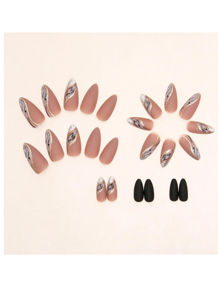 Uñas Postizas Almendra Nude TOGZOM 24 Pcs con Gelatina Uñas Postizas Almendra Nude TOGZOM 24 Pcs con Gelatina