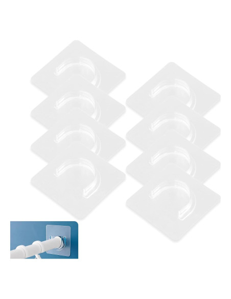 Paquete de 8 Soportes Adhesivos para Barra de Ducha PKRFCJ Paquete de 8 Soportes Adhesivos para Barra de Ducha PKRFCJ