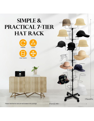Soporte de exhibición de sombreros Beaccoss 7 niveles 35 ganchos