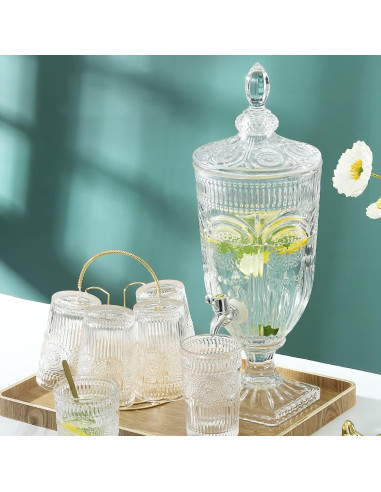 Dispensador de Bebidas Kingrol 3 Litros Vidrio Vintage con Grifo