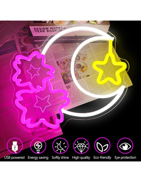 Luz Neon Decorativa Sakura Luna LED Regulable Dpaint Luz Neon Decorativa Sakura Luna LED Regulable Dpaint