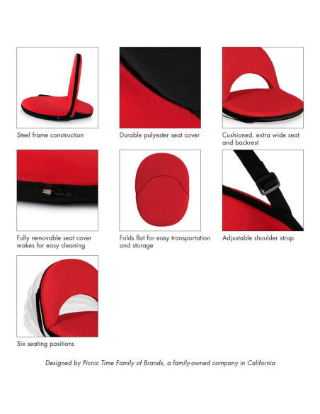 Silla Reclinable Portátil NCAA Oniva Picnic Time Roja Silla Reclinable Portátil NCAA Oniva Picnic Time Roja