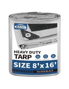 Lona TARPAL 8x4.88m Plata/Negro 10.5mil Impermeable