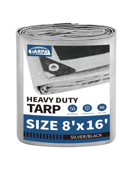Lona TARPAL 8x4.88m Plata/Negro 10.5mil Impermeable Lona TARPAL 8x4.88m Plata/Negro 10.5mil Impermeable