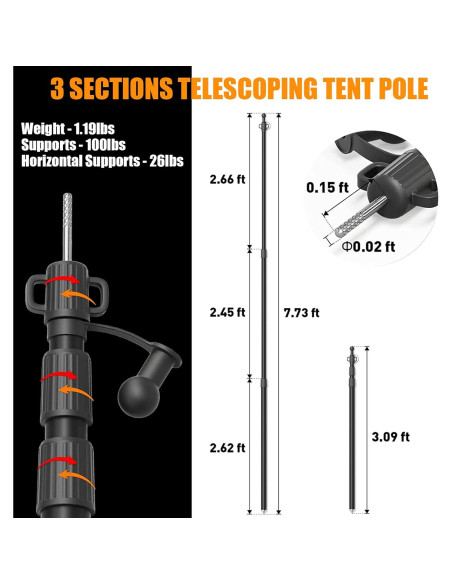 Postes de Lona Telescópicos WILDROAD 2.34 m Aluminio x4 Postes de Lona Telescópicos WILDROAD 2.34 m Aluminio x4