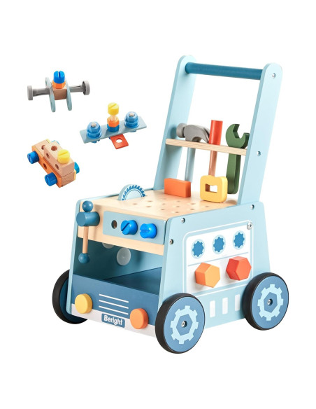 Caminador de Madera Beright para Bebés 2 en 1 Azul Caminador de Madera Beright para Bebés 2 en 1 Azul