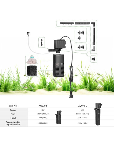 Filtro de Acuario AQQA 12W 3 Etapas para 30 Galones