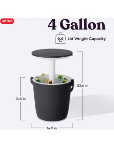 Enfriador Portátil Keter Go Bar 15 L con Mesa Plegable Grafito 2