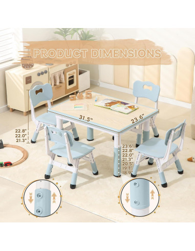 Mesa y Sillas Ajustables SINKIPA para Niños 80x60 cm