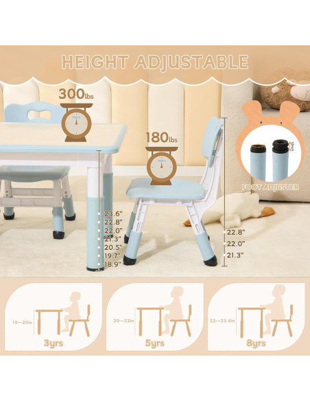 Mesa y Sillas Ajustables SINKIPA para Niños 80x60 cm Mesa y Sillas Ajustables SINKIPA para Niños 80x60 cm