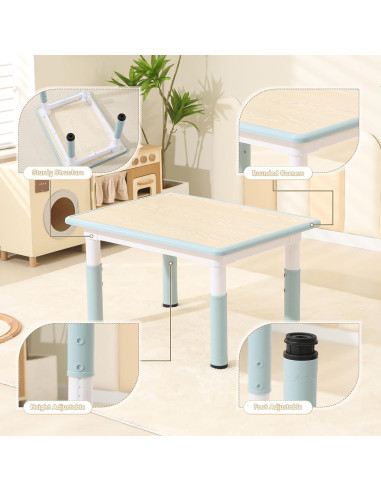 Mesa y Sillas Ajustables SINKIPA para Niños 80x60 cm