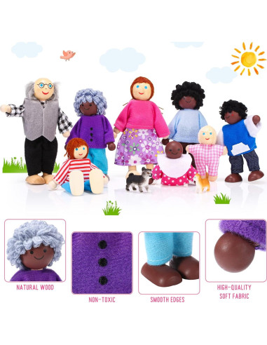 Conjunto de Muñecos de Madera Skylety 20 Piezas Familiar