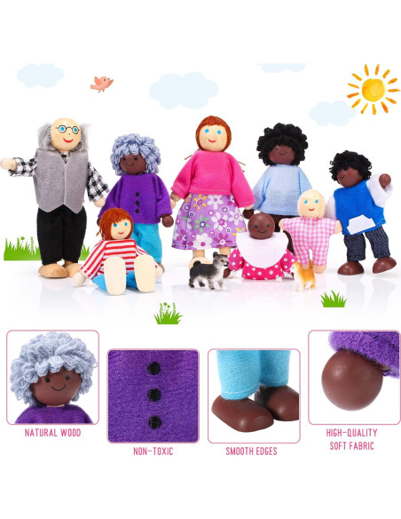 Conjunto de Muñecos de Madera Skylety 20 Piezas Familiar Conjunto de Muñecos de Madera Skylety 20 Piezas Familiar