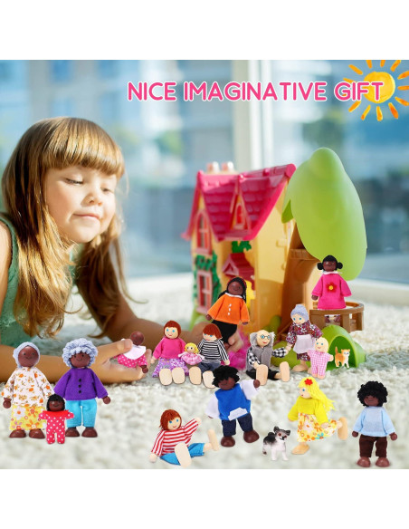 Conjunto de Muñecos de Madera Skylety 20 Piezas Familiar Conjunto de Muñecos de Madera Skylety 20 Piezas Familiar