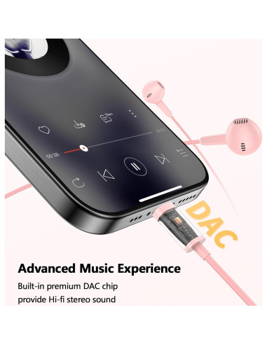 Auriculares USB-C iMangoo Rosa con Micrófono y Control Remoto