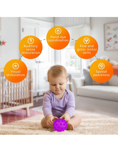 Pelotas Sensoriales ROHSCE 6pcs para Bebés y Niños 3-18 meses