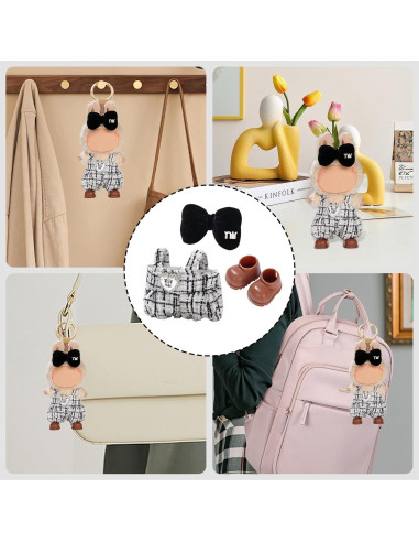 Conjunto de Ropa para Muñeca Labubu - Dama Negro y Blanco