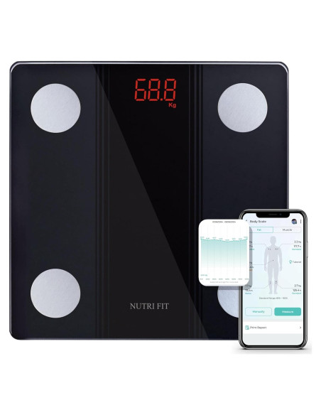 Balanza de Baño Inteligente NUTRI FIT Bluetooth 150kg Análisis Corporal Balanza de Baño Inteligente NUTRI FIT Bluetooth 150kg Análisis Corporal