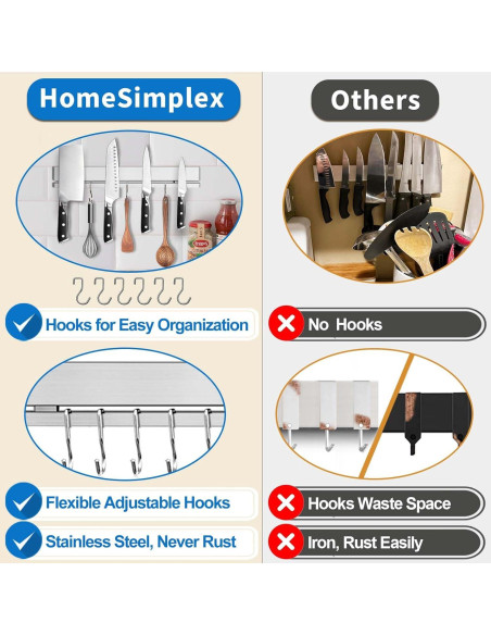 Soporte Magnético para Cuchillos HomeSimplex 30 cm Plata Soporte Magnético para Cuchillos HomeSimplex 30 cm Plata