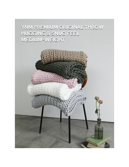 Manta Chunky YnM 101.6x127 cm Blanca, Tejida a Mano, Transpirable Manta Chunky YnM 101.6x127 cm Blanca, Tejida a Mano, Transpirable