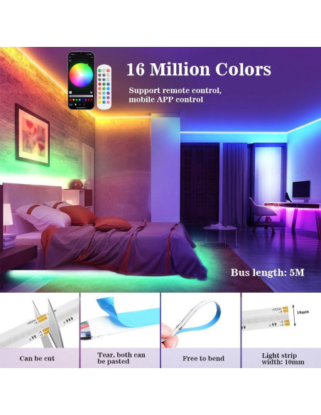 Tira LED RGB COB 5m Sumaote 576 LEDs/m Control Remoto Tira LED RGB COB 5m Sumaote 576 LEDs/m Control Remoto